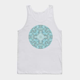 Soft Teal Blue & Grey hand drawn floral pattern Tank Top